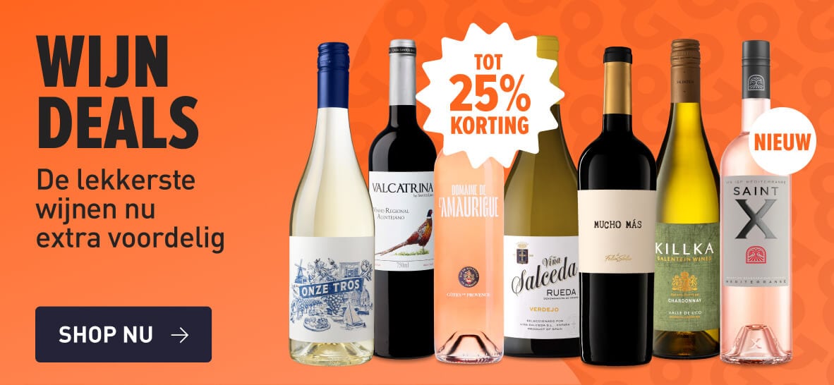 Wijn deals. De lekkerste wijnen nu extra voordelig 25% korting